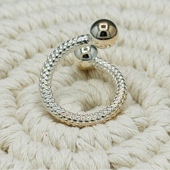 925 Fashion Geometric Handmade Irregular Double Balls Ring - Picture 5 of 8